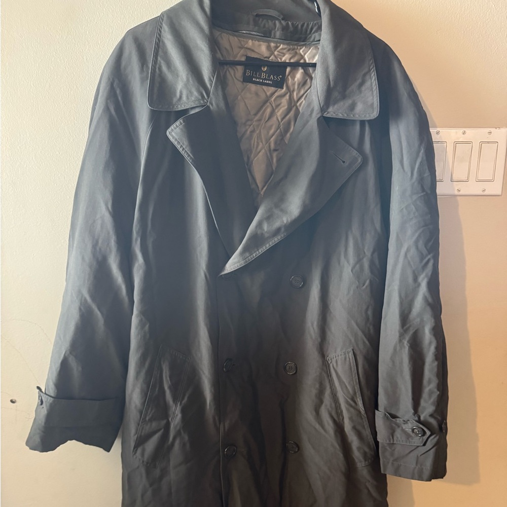 Vintage Bill Blass Black Label Belted Trench Coat W/ Liner, Black.